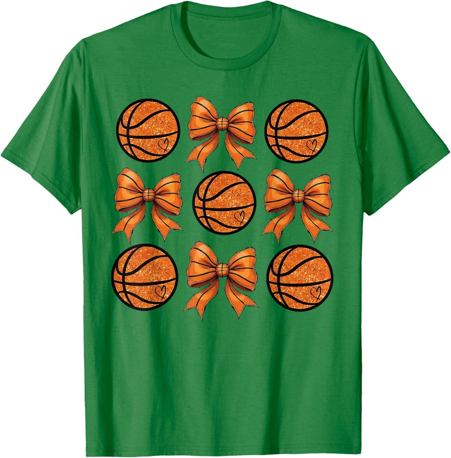 Basketball Bow Game Day Basketball Coquette Bow Women Girls T-Shirt - T-Shirt | Irish Green