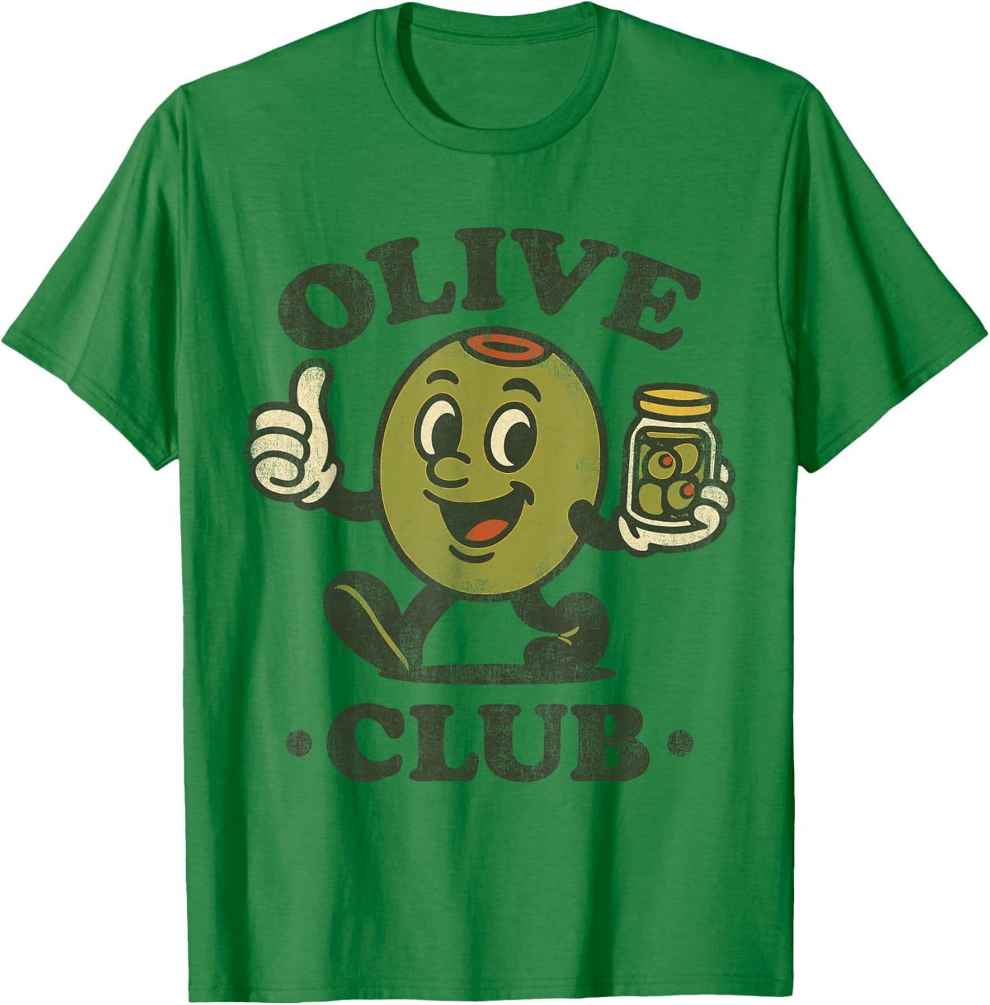 Vintage Olive Club Retro Martini Olive Mascot T-Shirt - T-Shirt | Irish Green