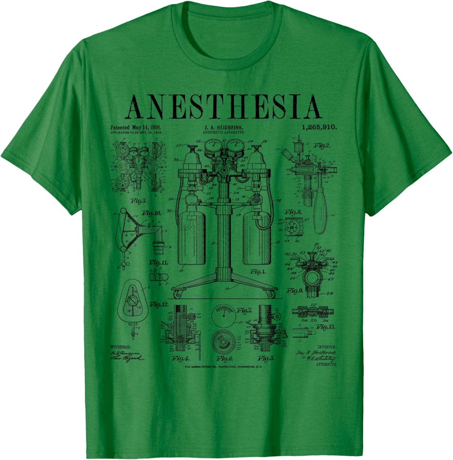 Nurse Doctor Anesthesia Medical Anesthetist Vintage Patent T-Shirt - T-Shirt | Irish Green