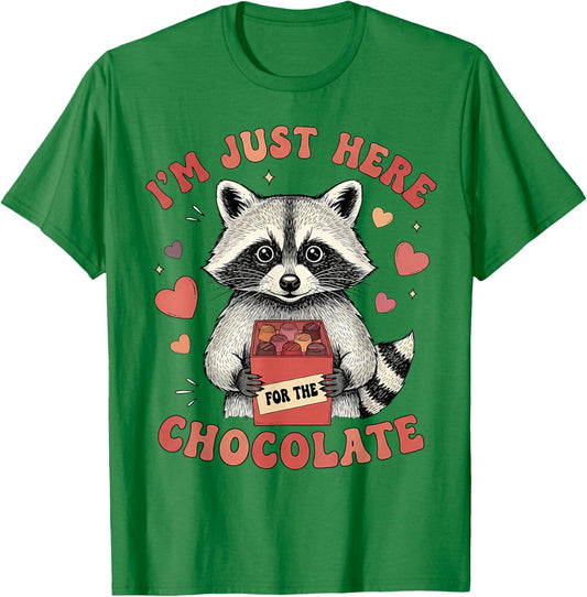 Just Here for The Chocolate Raccoon Valentine T-Shirt - T-Shirt | Irish Green