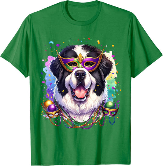 Mardi Gras Newfoundland Dog T-Shirt - T-Shirt | Irish Green