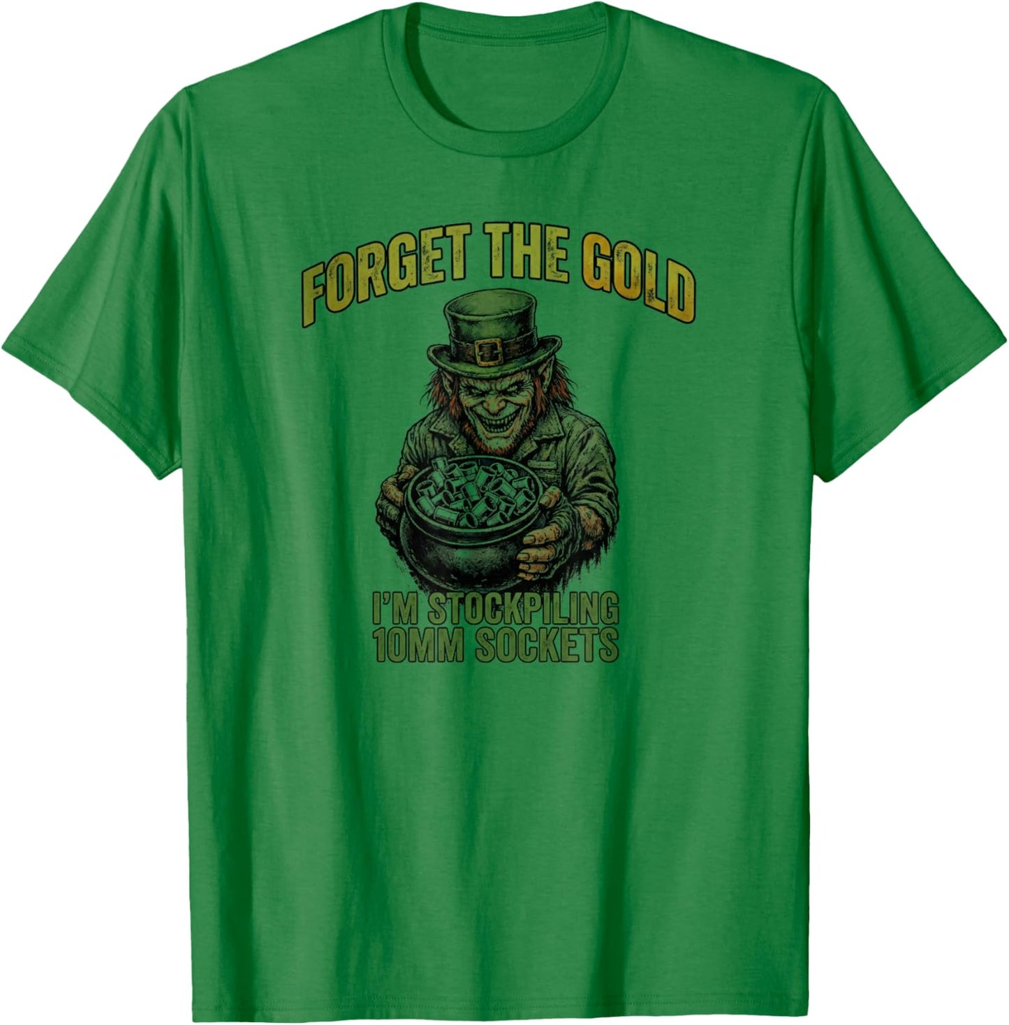 Funny Mechanic St. Patrick's Day Stockpiling 10mm Sockets T-Shirt - T-Shirt | Irish Green
