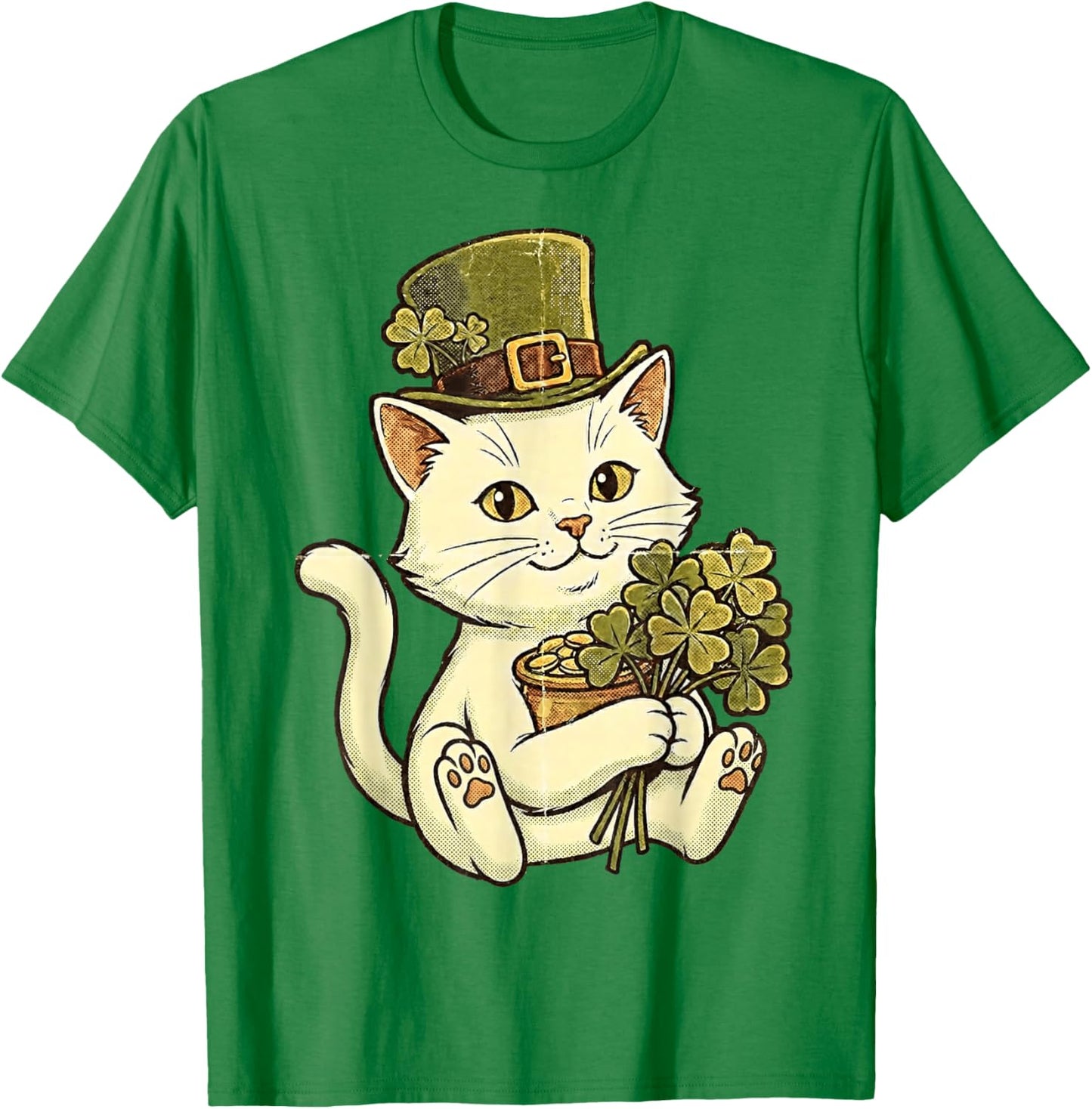 Cat St Patricks Day Leprechaun Kitten St Paddys Pattys Day T-Shirt - T-Shirt | Irish Green