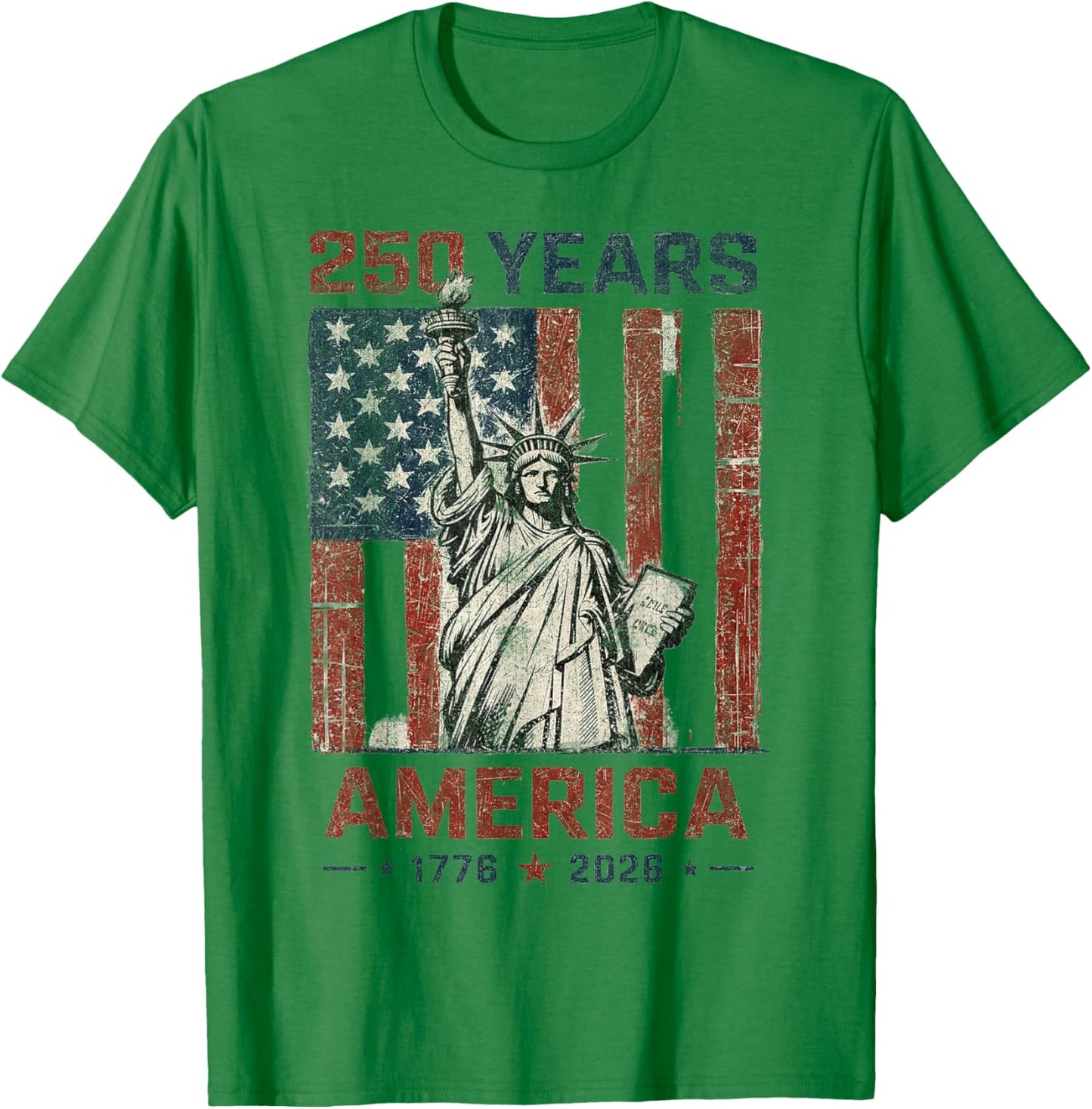 USA 250 Years 1776 2026 Patriotic Statue of Liberty T-Shirt - T-Shirt | Irish Green