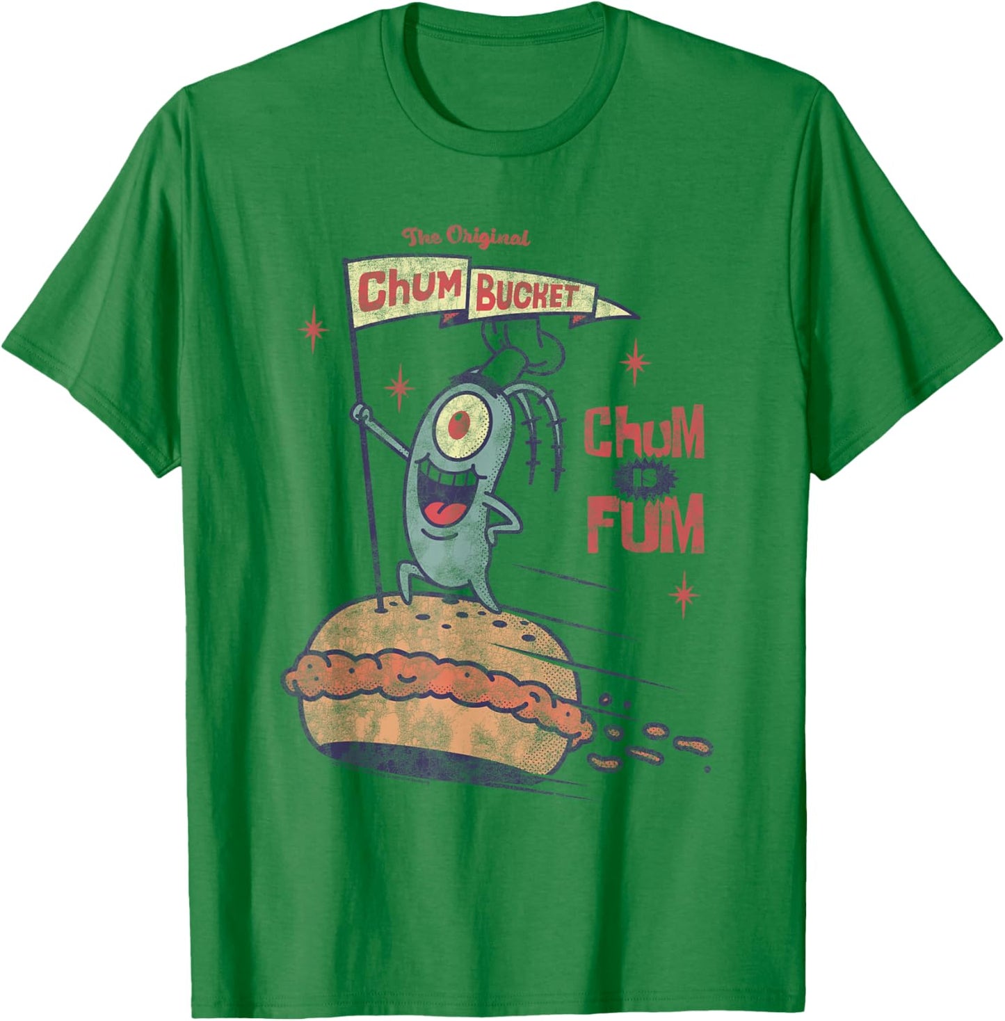 Spongebob Plankton Retro Chum Bucket Banner Cartoon T-Shirt - T-Shirt | Irish Green