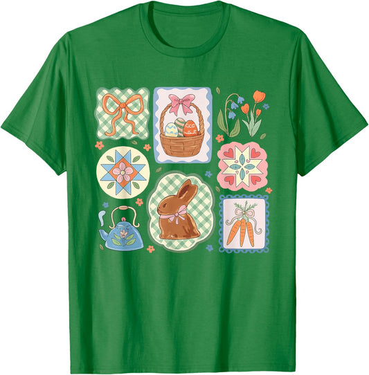 Cottage Core Easter Bunny Coquette Aesthetic Collage Cute T-Shirt - T-Shirt | Irish Green