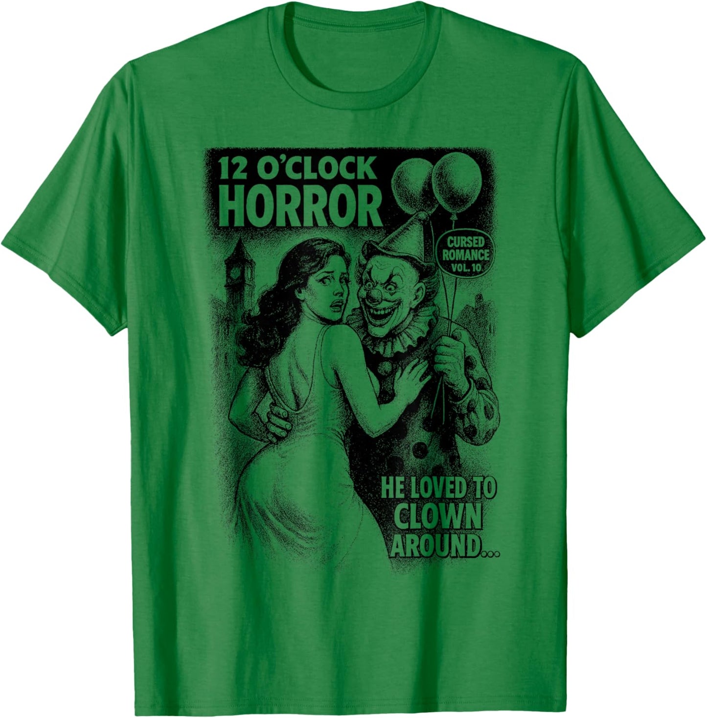 Cursed Romance Vol. 10 - Creepy Clown Horror Love Story T-Shirt - T-Shirt | Irish Green