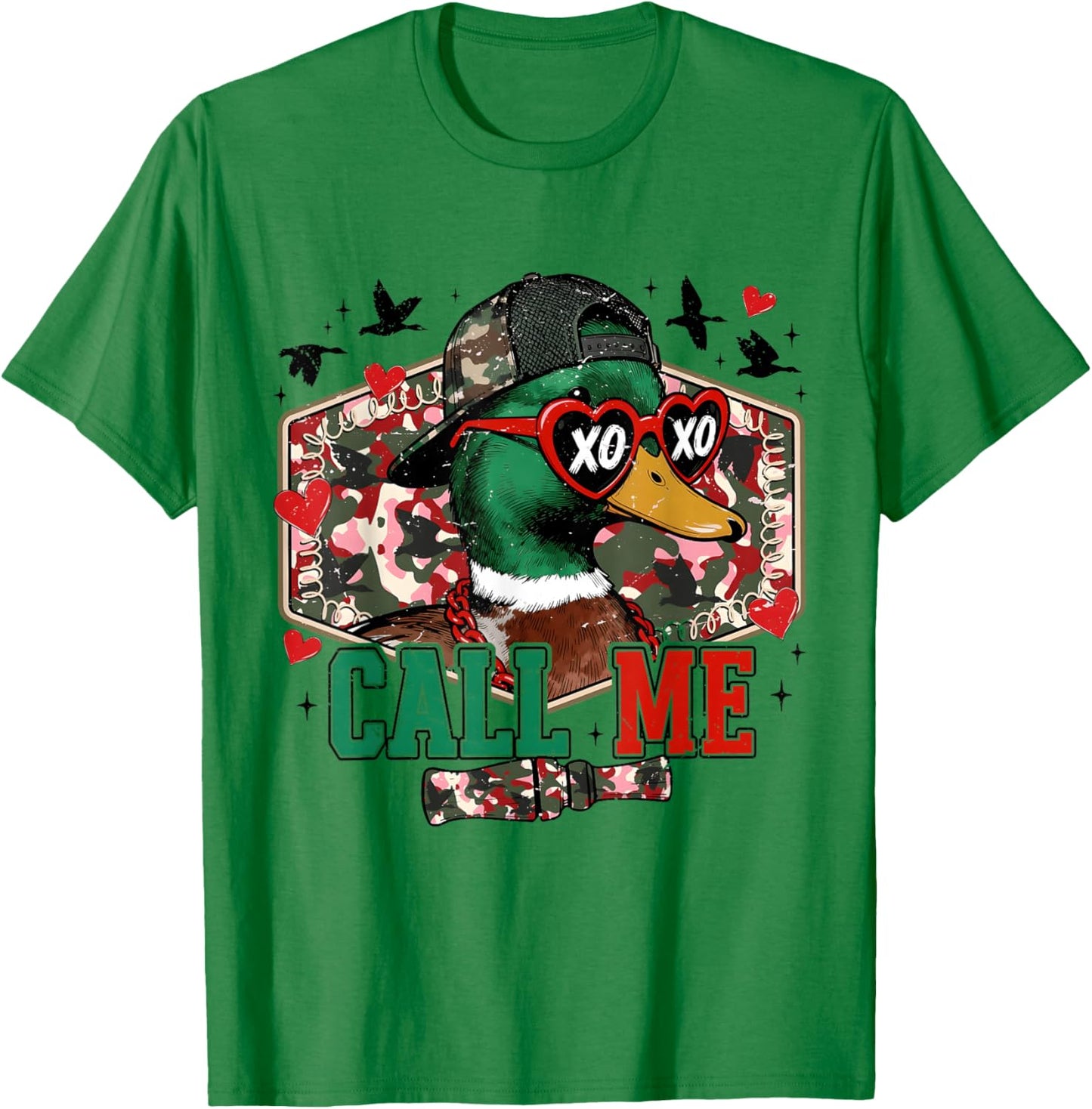 Valentine Duck Hunting XOXO Call Me Boys Kids Camo T-Shirt - T-Shirt | Irish Green