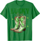 St Patrick's Day Cowboy Boots Green Shamrock Bow Lucky Girl T-Shirt - T-Shirt | Irish Green