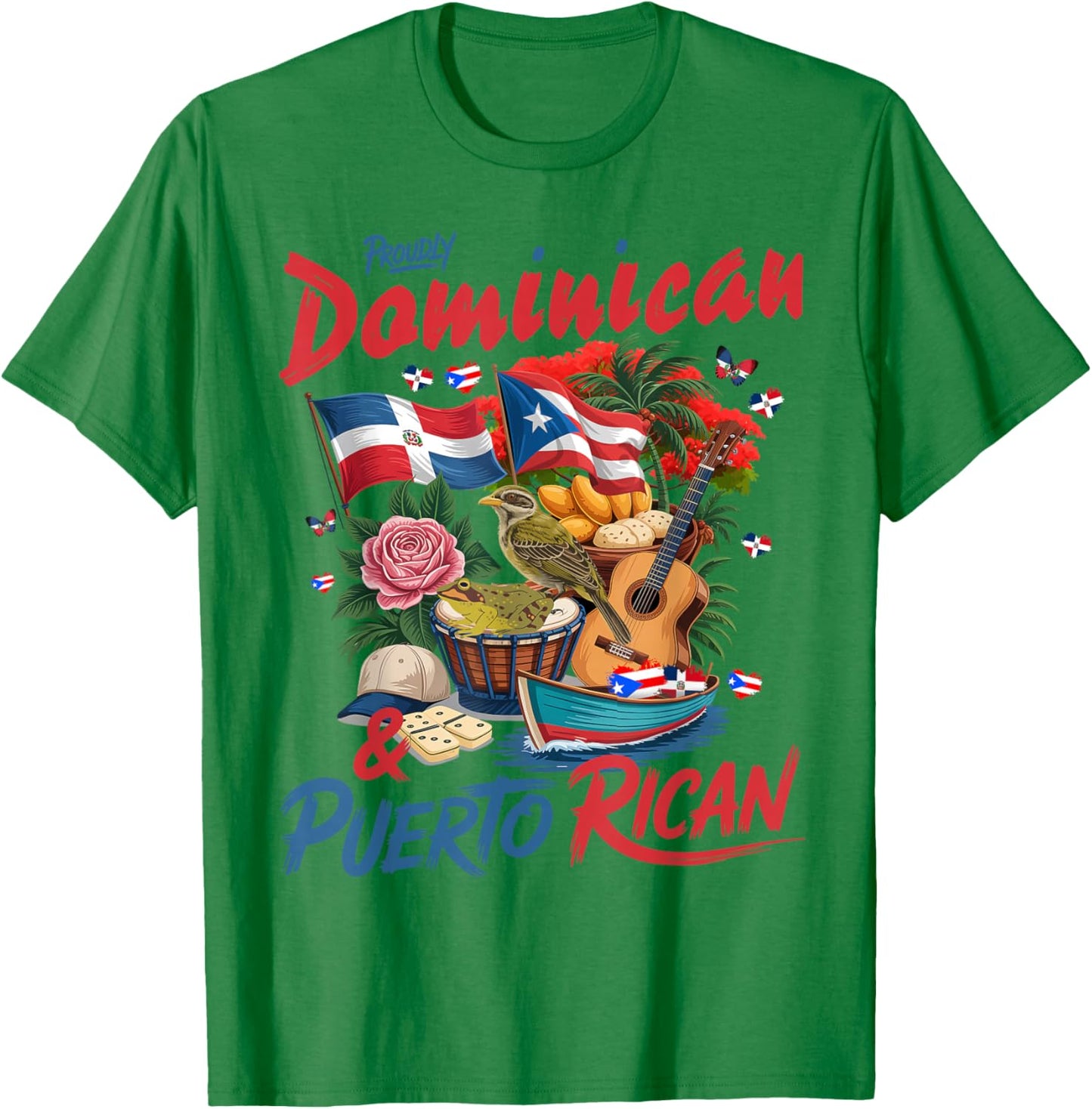 Puerto Rican & Dominican Flag Idea Dominican Theme T-Shirt - T-Shirt | Irish Green
