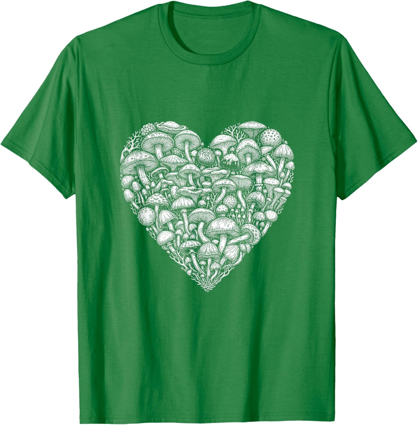 Mushroom Heart Shaped Cute Valentines Days T-Shirt - T-Shirt | Irish Green