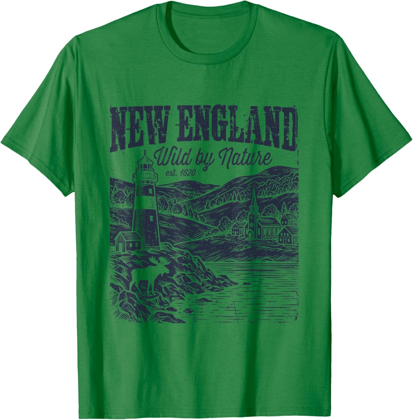Vintage New England Wild by Nature East Coast T-Shirt - T-Shirt | Irish Green