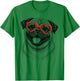 Funny Pug Face Heart Glasses Dog Valentine's Day T-Shirt - T-Shirt | Irish Green