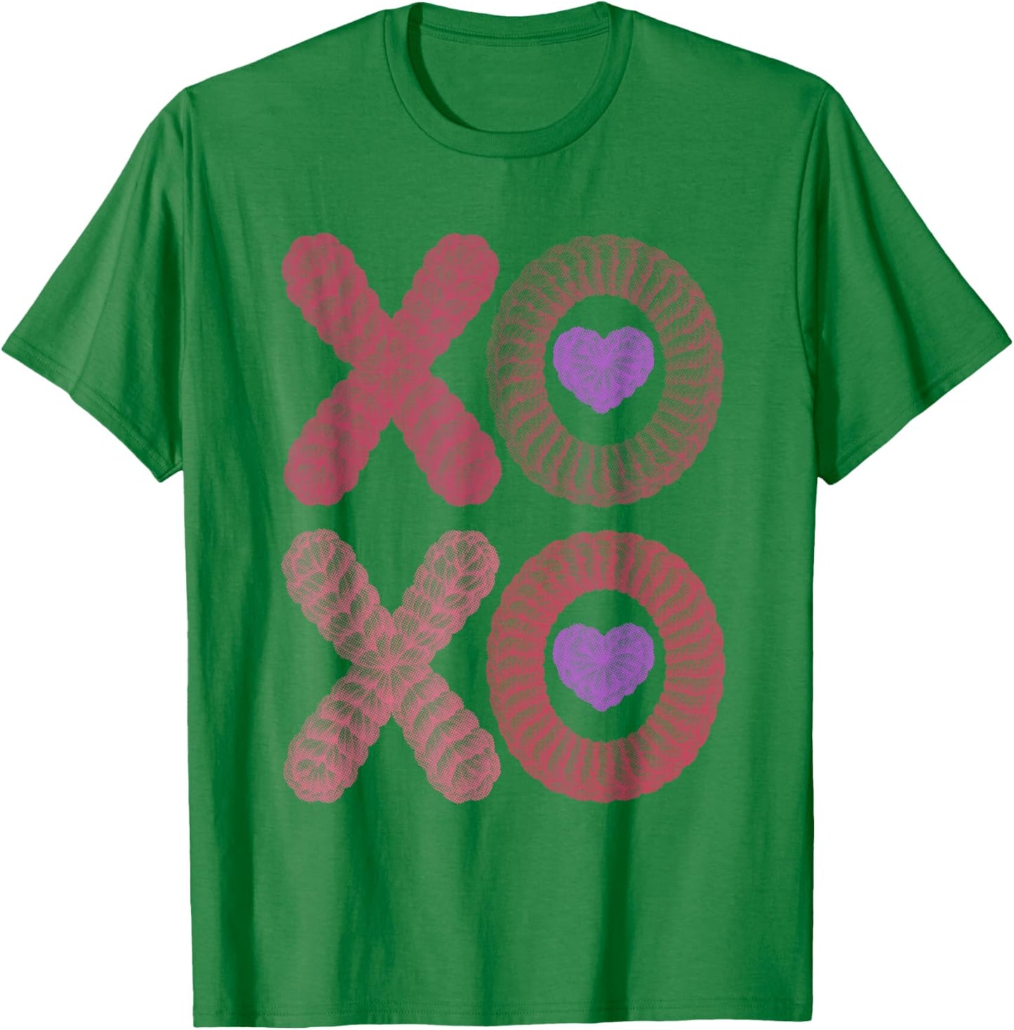 XO XO Cute Stitched Look | Valentine Heart Pink Cozy Love T-Shirt - T-Shirt | Irish Green