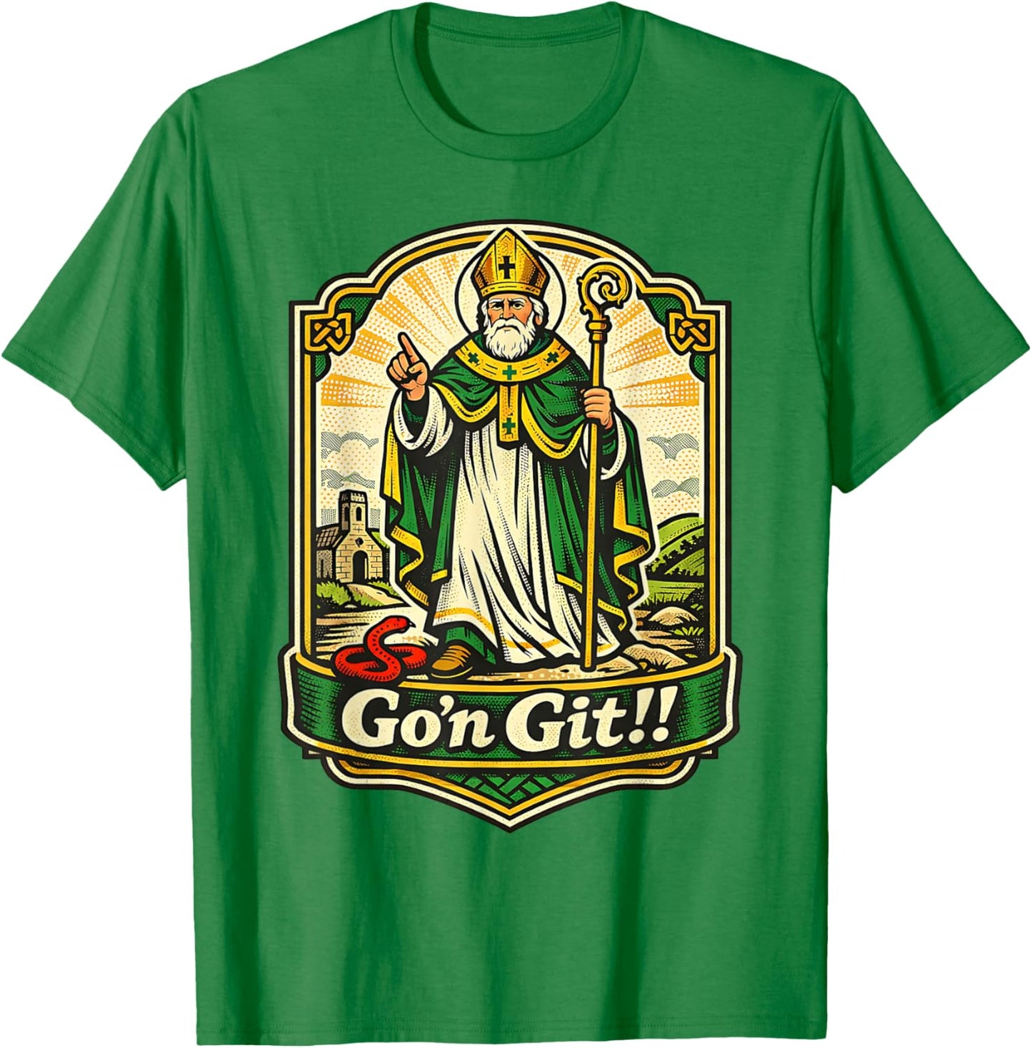 St Patrick Snake Gon Git Card Saint Pattys Men Women Kids T-Shirt - T-Shirt | Irish Green