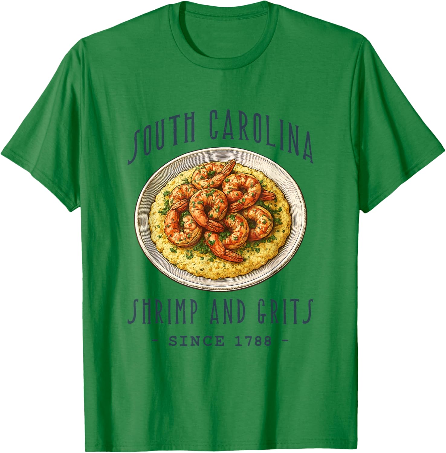 South Carolina Shrimp and Grits. Food Lovers T-Shirt - T-Shirt | Irish Green