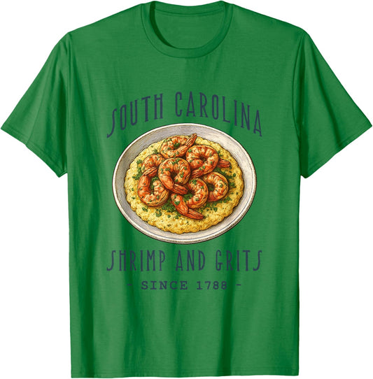 South Carolina Shrimp and Grits. Food Lovers T-Shirt - T-Shirt | Irish Green