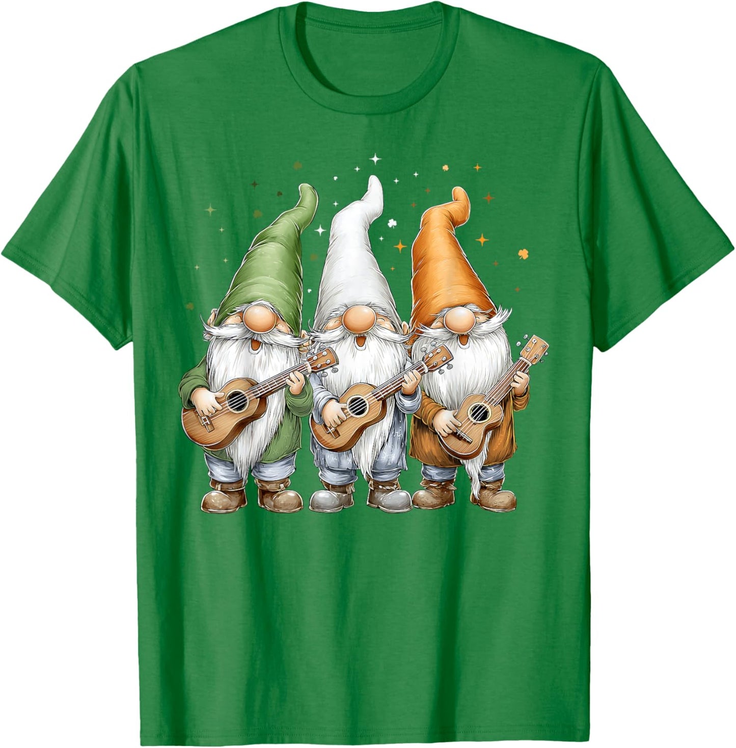 Ukulele Gnome Shamrock St. Patricks Day Pattys Day Ireland T-Shirt - T-Shirt | Irish Green