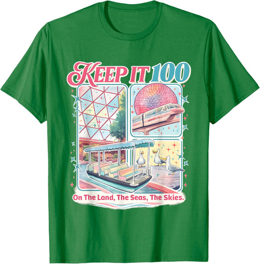 Keep It 100 The Land The Seas The Skies T-Shirt - T-Shirt | Irish Green