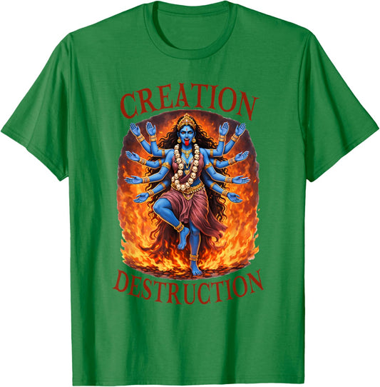 Kali Maa Goddess Hindu Spiritual Creation Destruction T-Shirt - T-Shirt | Irish Green