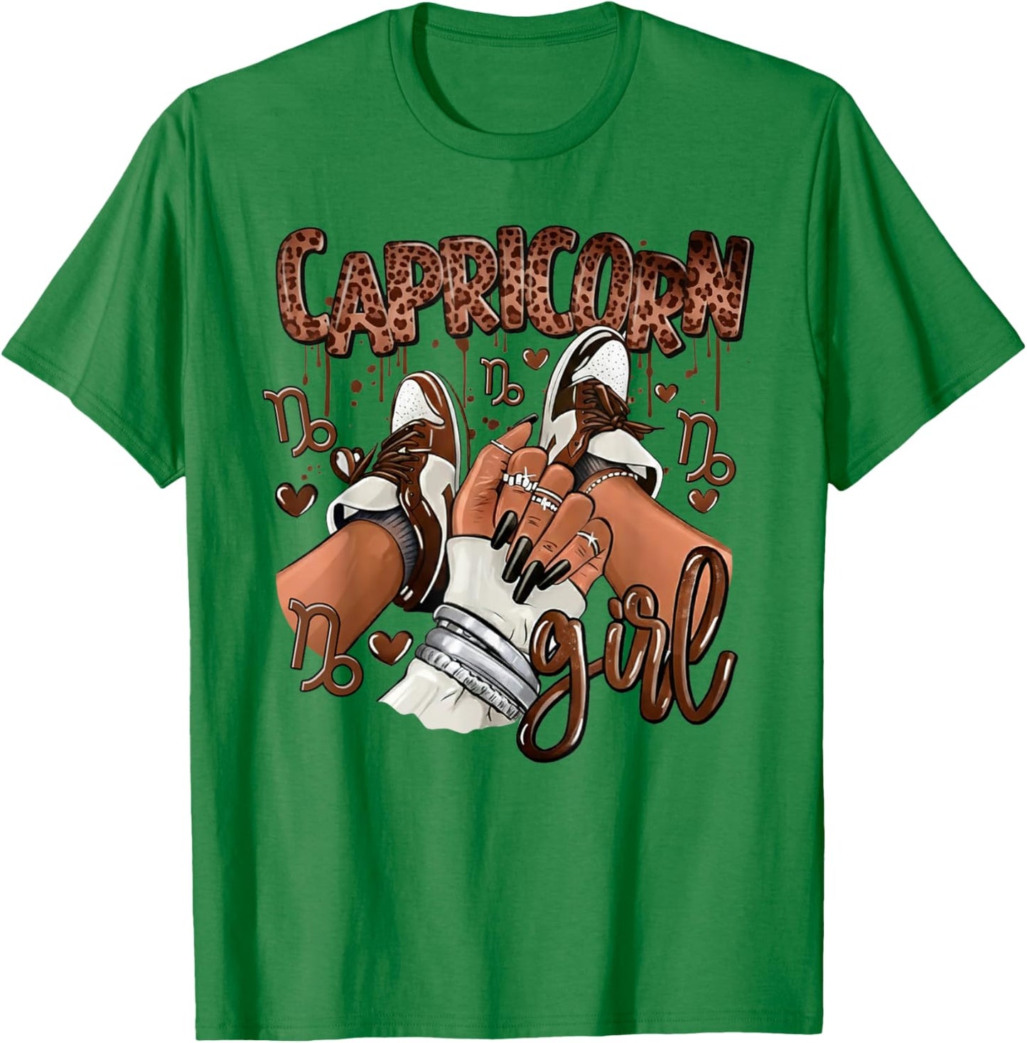 Capricorn Girl Birthday Afro Queen Sneakers Zodiac Sign T-Shirt - T-Shirt | Irish Green