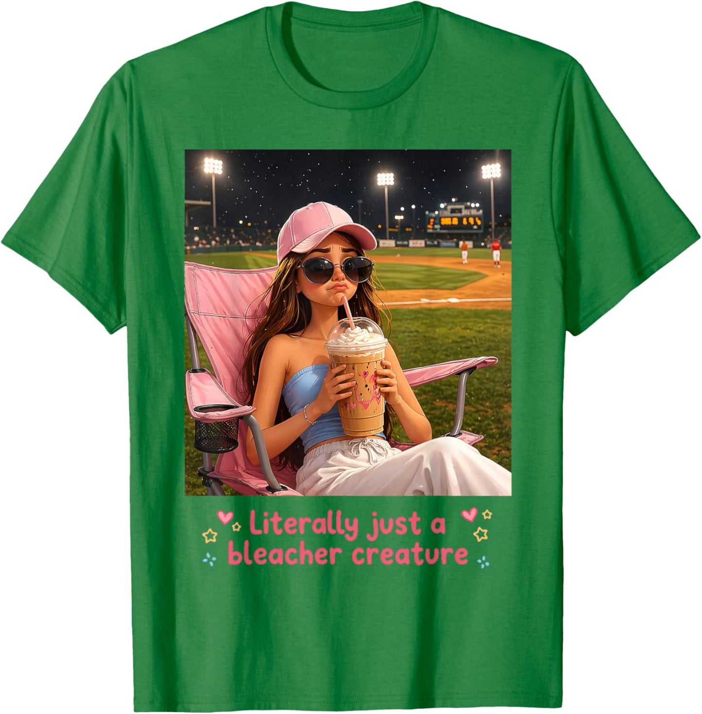 Literally Just a Bleacher Creature Funny Baseball Mom T-Shirt - T-Shirt | Irish Green