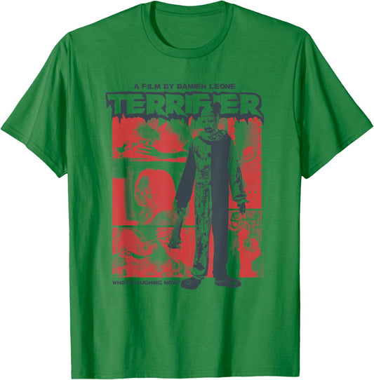 Terrifier Two Tone Art Collage Horror Movie T-Shirt - T-Shirt | Irish Green