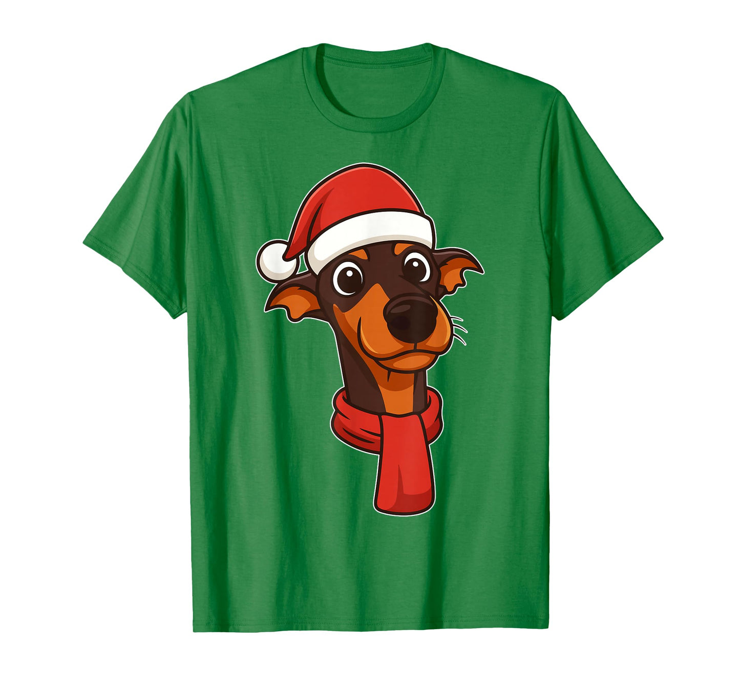 Doberman Dog Christmas Pajama Santa Hat Funny Xmas PJs Girls T-Shirt