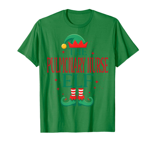 Funny Pulmonary Nurse Elf Christmas Holiday Medical Staff T-Shirt
