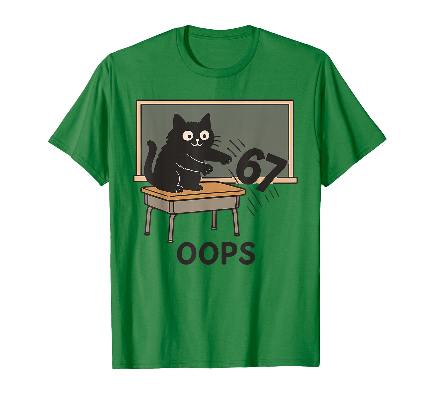 Oops Funny Anti 67 Teacher Six Seven Cute Cat Teacher T-Shirt