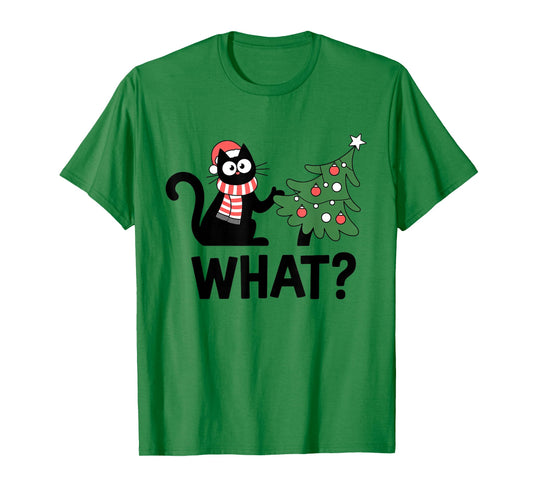 Christmas Cat with Tree What Fun Holiday Design Present T-Shirt
