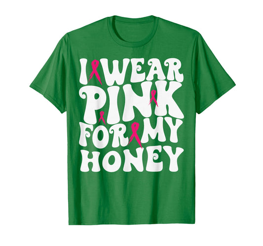 I Wear Pink for My Honey Breast Cancer Awareness Kids T-Shirt
