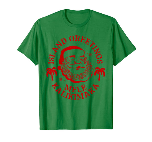 Mele Kalikimaka Vintage Santa Family Hawaiian Christmas T-Shirt