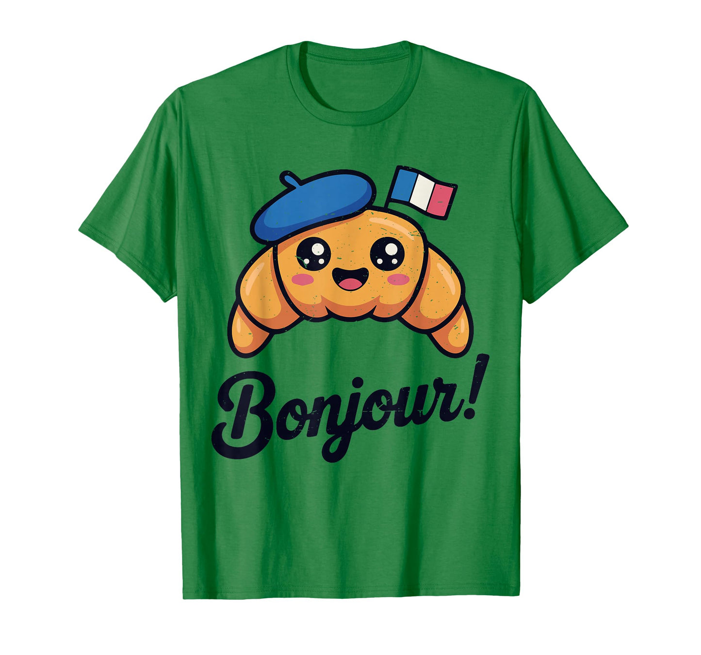 Toddler Croissant Bonjour French Funny France Flag Kids Baby T-Shirt