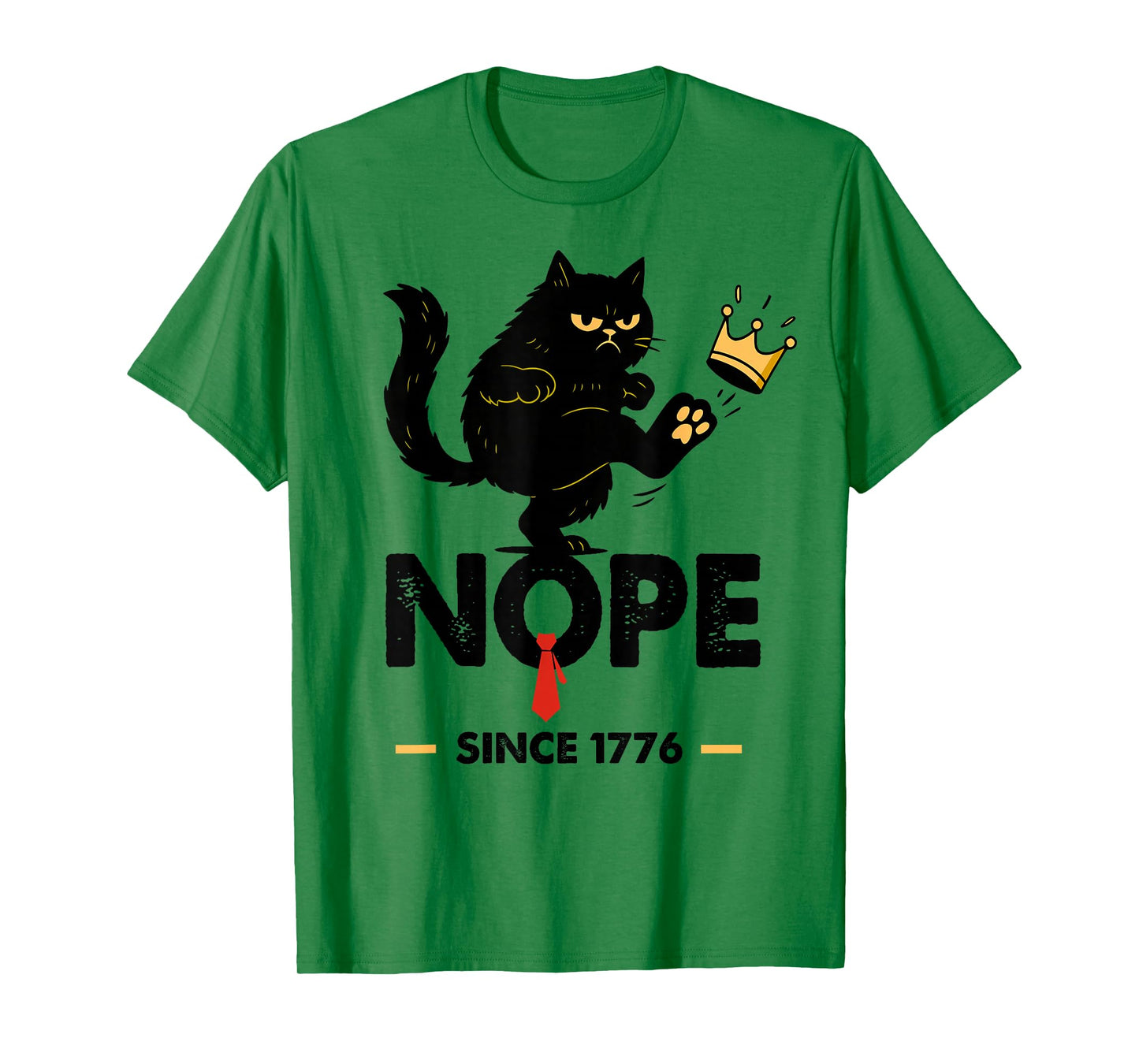 Nope No Kings in America Since 1776 Funny Black Cat T-Shirt