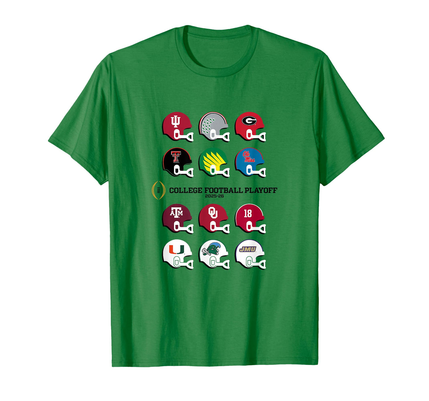 2025 College Football Playoff Tournament 12 Team Helmets T-Shirt