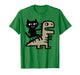 Cat Riding T-Rex Art – Funny Dinosaur and Cat Illustration T-Shirt