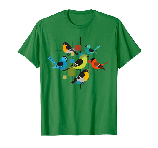 Birds Midcentury Mid Century Art Retro Atomic Age Space T-Shirt