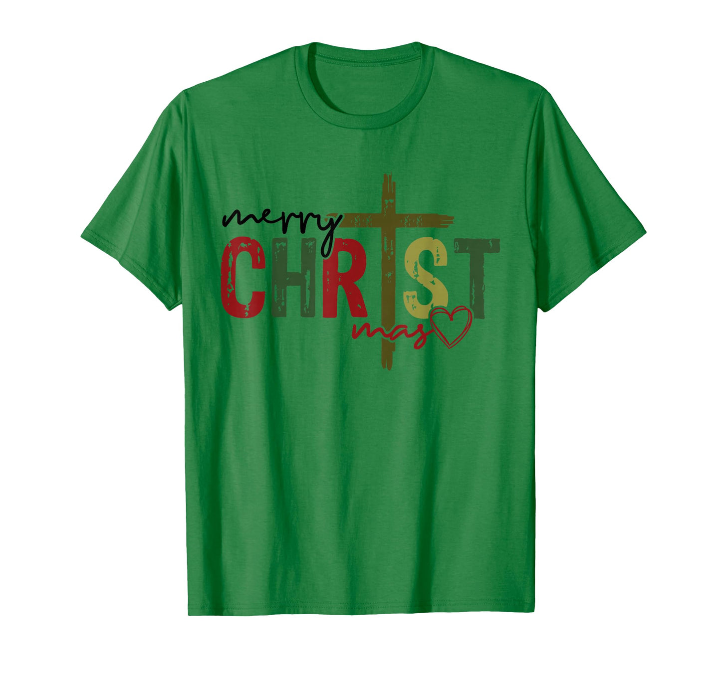 Merry Christ Mas Faith Cross Religious Christmas Quote T-Shirt
