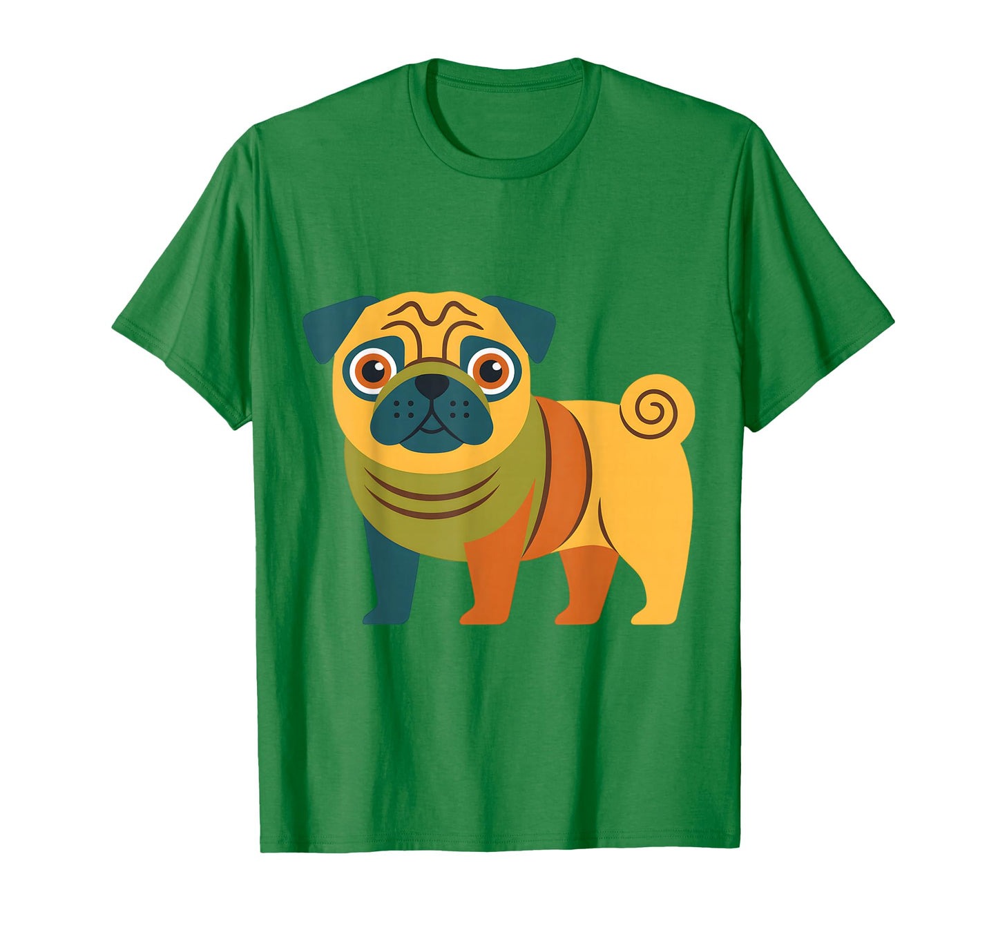 Cute Colorful Pug Illustration Funny Dog Lover Retro Pet Art T-Shirt