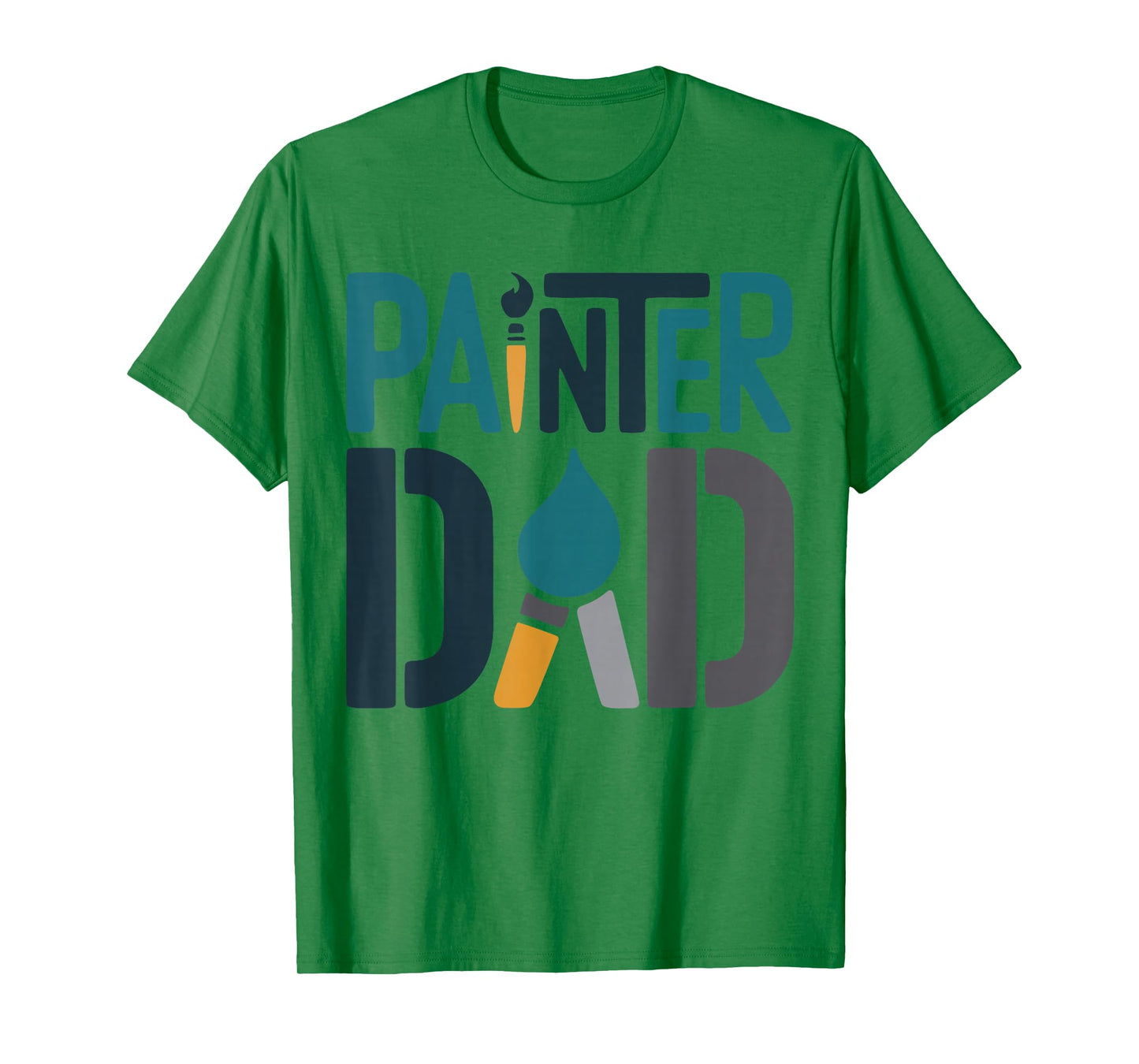 Painter Dad with Paintbrush Art Graphic T-Shirt