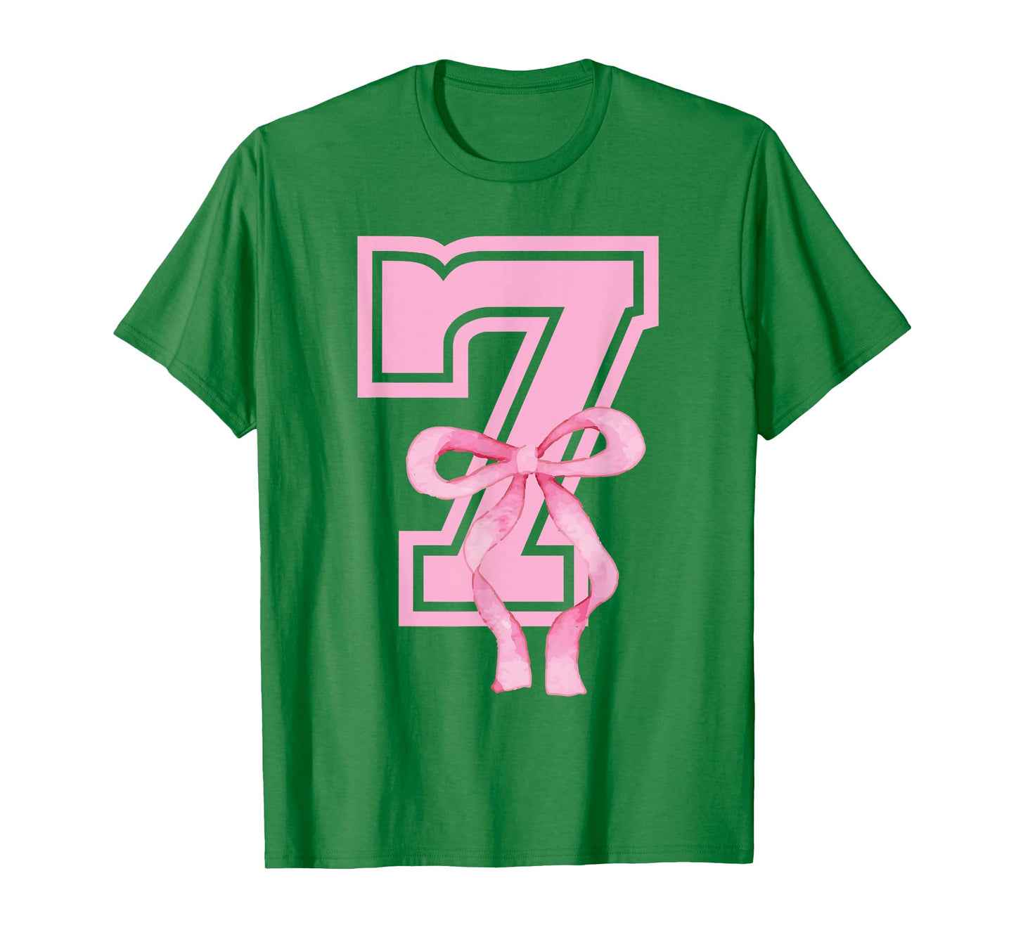 7th Birthday Girl Coquette Pink Bows Seven Years Old Party T-Shirt