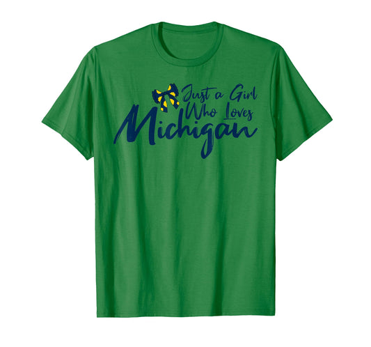 Just A Girl Who Loves Michigan with Coquette Bow Women's Fun T-Shirt