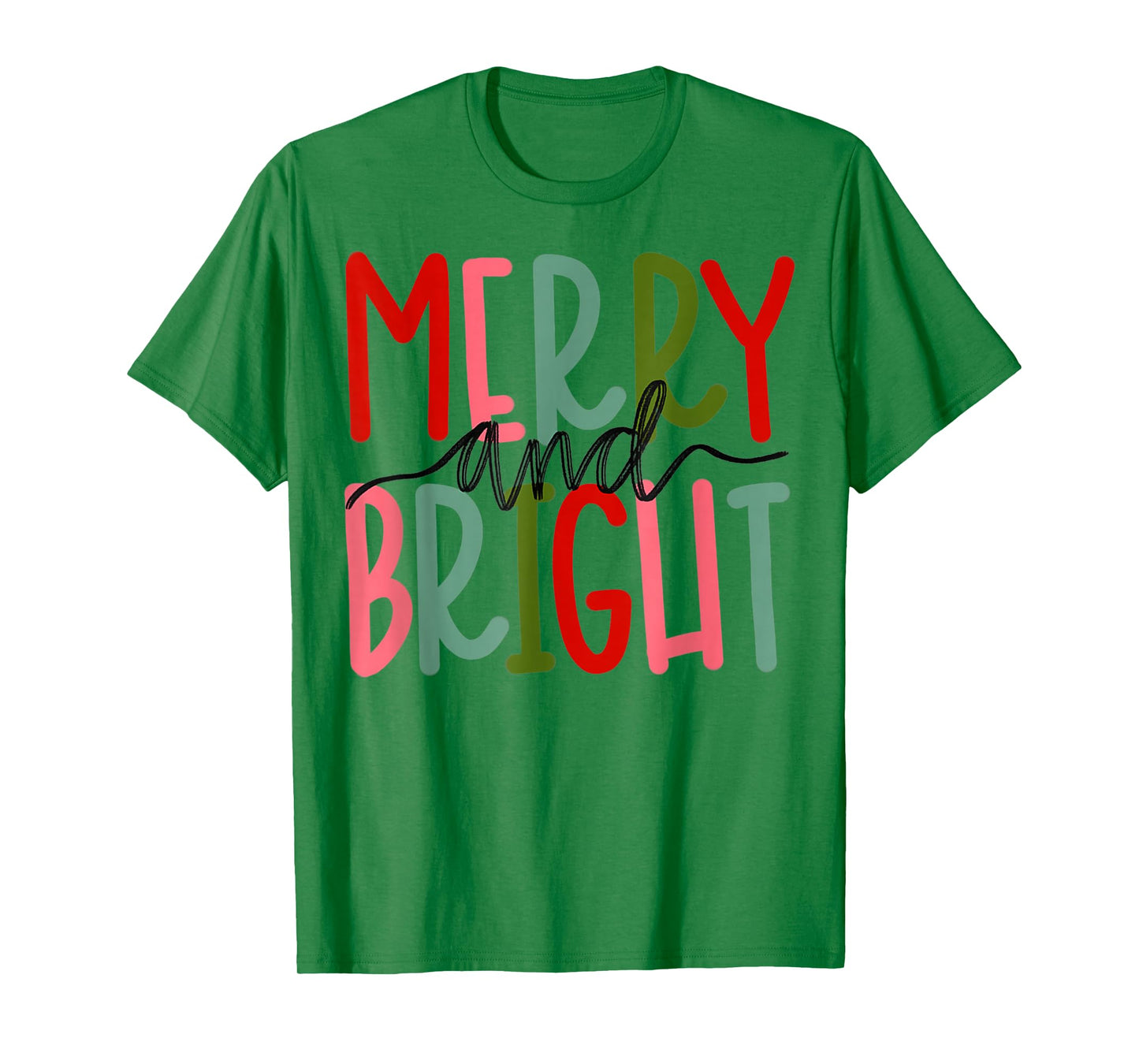Merry and Bright Christmas Women Girls Kids Toddlers Cute T-Shirt