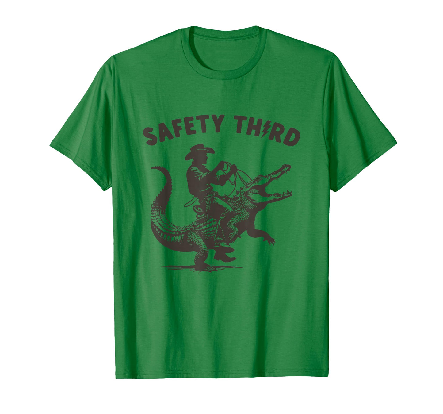 Safety Third Funny Cowboy Riding Alligator Sarcastic Safety T-Shirt