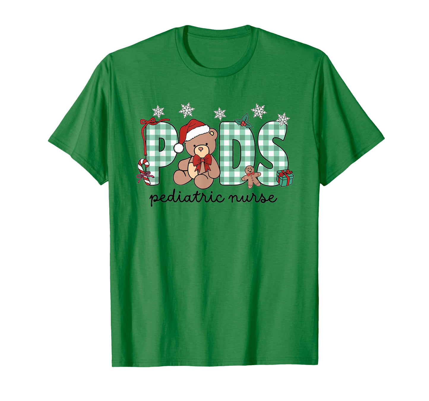 Women Pediatrics Christmas Holiday Bear PEDS Nurse PICU T-Shirt
