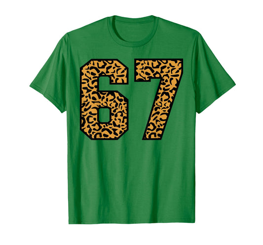 67 Number Leopard Sixty-Seven Team Sports Varsity Matching T-Shirt