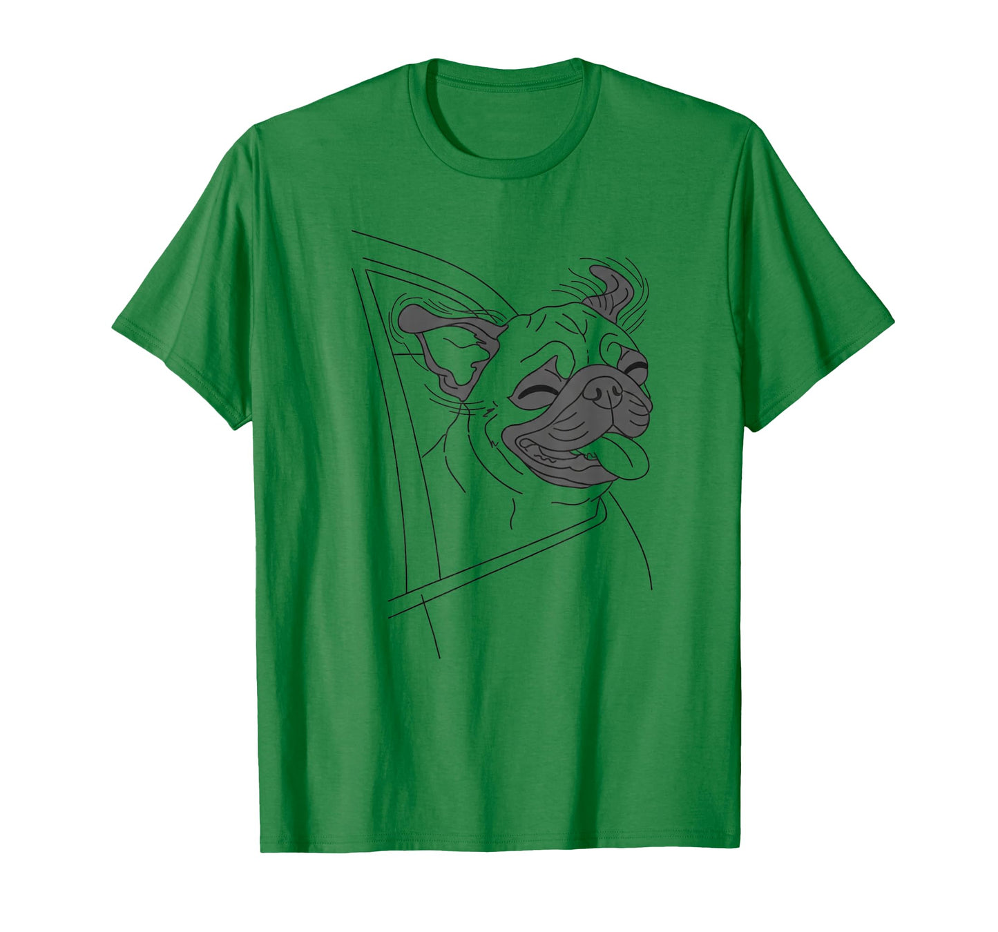 Car Window Pug Line Art for Dog T-Shirt