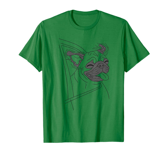 Car Window Pug Line Art for Dog T-Shirt