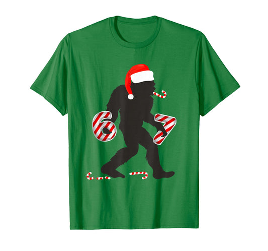 Funny 67 Meme with Bigfoot and Candy Canes Christmas 6 7 T-Shirt